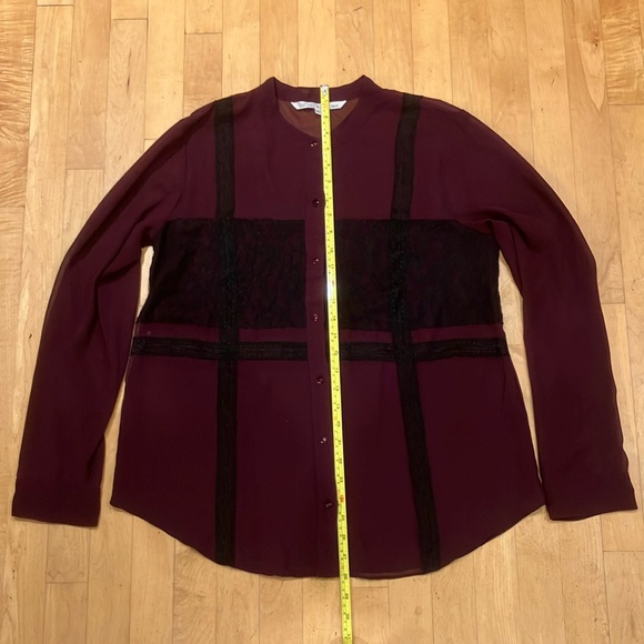 2/$20 Sheer purple Rachel Roy blouse lace panels Large - Picture 5 of 10